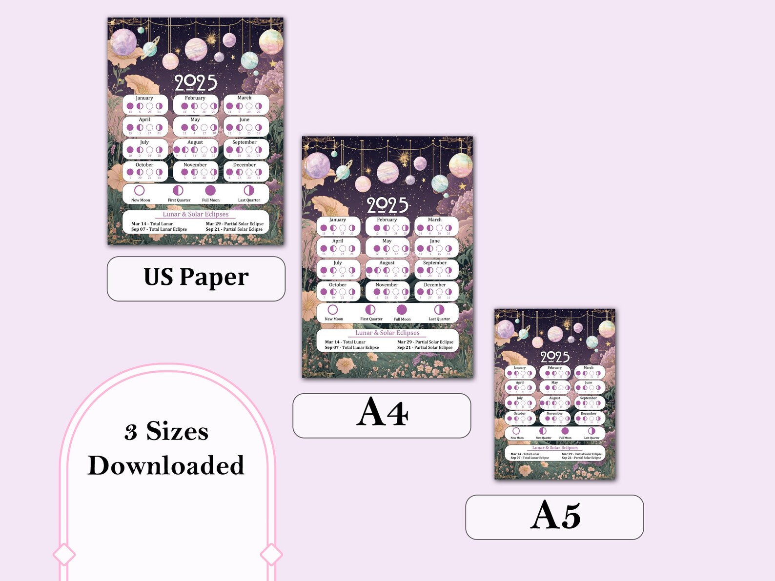 2025 Lunar Calendar | Printable Moon Phase Calendar | PDF Instant ...