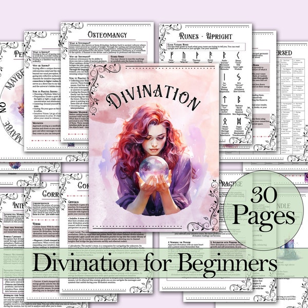 Divination Bundle Book of Shadows Pages | Tarot, Scrying, Pendulums, Palmistry, and More! - Printable Pages