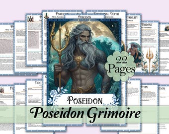 Pacchetto Libro delle Ombre di Poseidone / Dio greco del mare, cavalli / Rituali, preghiere, stesure dei tarocchi, corrispondenze e altro ancora! - Pagine stampabili