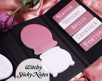 Full of Magick Sticky Note Booklet | 400 Sheets, 10 Pads with 40 Sheets Each - Gothic and Witchy Divider Tabs, Planner, Writing, Memo Pads