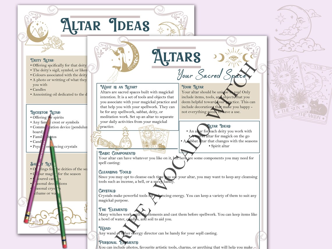 Altars Guide &amp; Worksheet Printable Pages - Etsy Canada