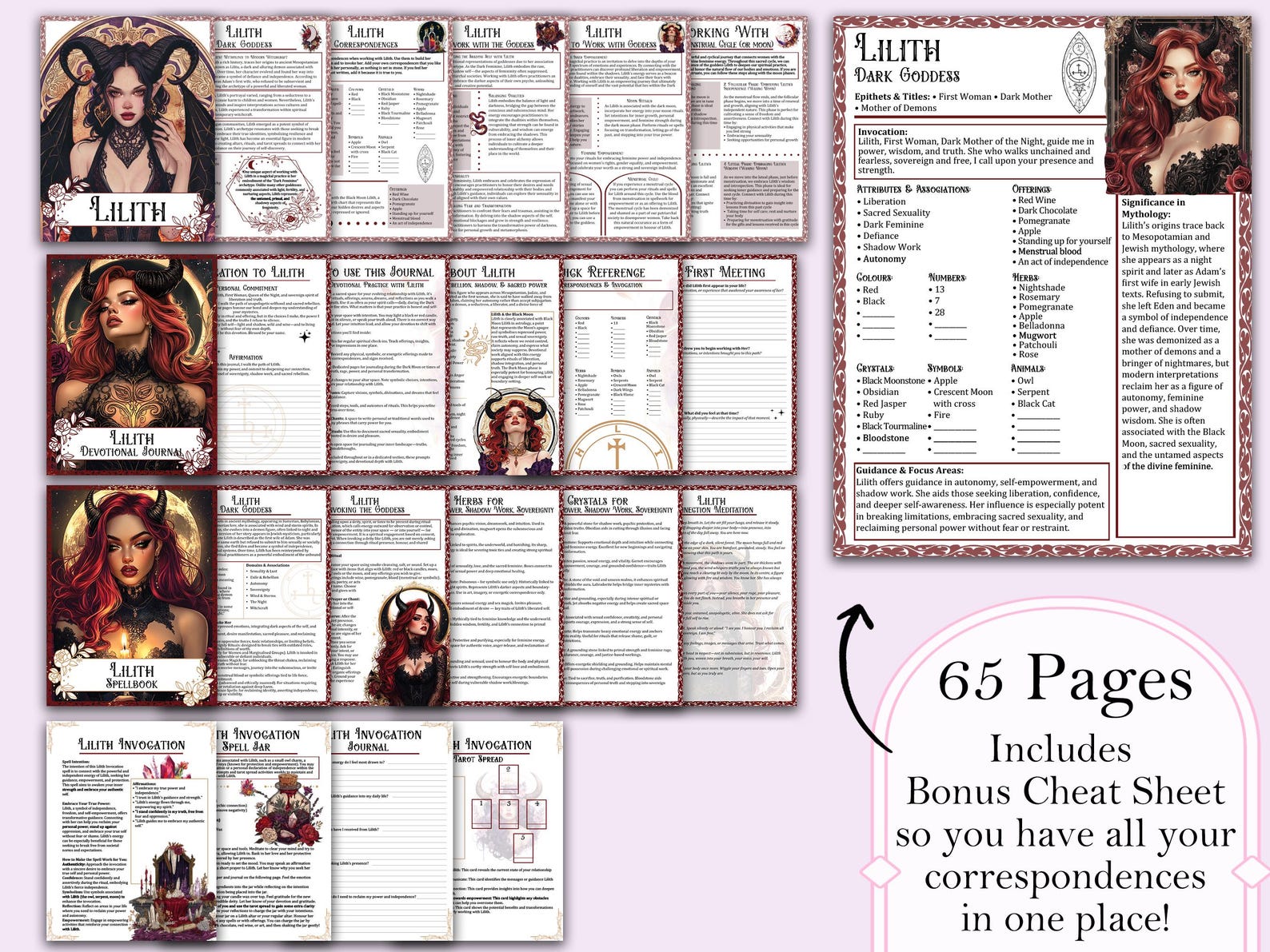 Lilith Bundle Complete Lilith Book of Shadows Bundle | Spells, Ritual, Shadow Work ...