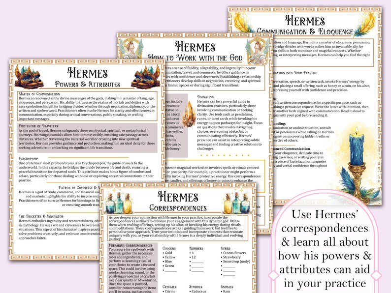 Use Hermes’
correspondences
& learn all about
how his powers &
attributes can aid
in your practice