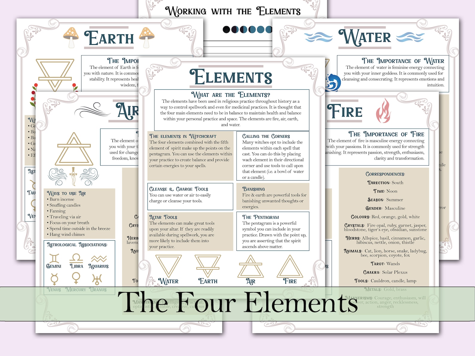 Elemental Pdf Elemental Magick Guide & Worksheet | Printable Pages - Etsy