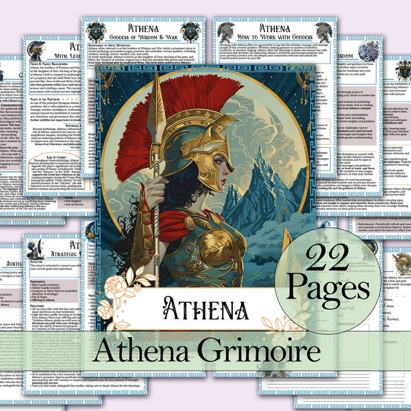 Athena Book of Shadows Bundle | Spells, Rituals, Tarot Spreads, Correspondences, Journal Prompts, and more! - Printable Pages