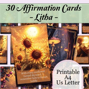 Tarjetas de Afirmaciones - Litha Sabbat / 30 Tarjetas de Afirmaciones Imprimibles para el Solsticio de Verano / Afirmaciones Diarias Fáciles de Imprimir - Páginas PDF Imprimibles