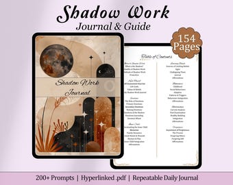 Schattenarbeit Journal & Anleitung | Vollständiges geführtes Schattenarbeitsbuch mit über 200 Journalansagen, digitales Schattenarbeitsbuch - verknüpftes PDF
