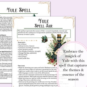 Yule Spell Kit | Spell Jar Recipe, Guide, Affirmations, Journal Prompts, Tarot Spread, Prayer - Printable Pages image 3