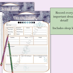 Dream Journal & Sleep Tracker 4 Printable Pages image 2