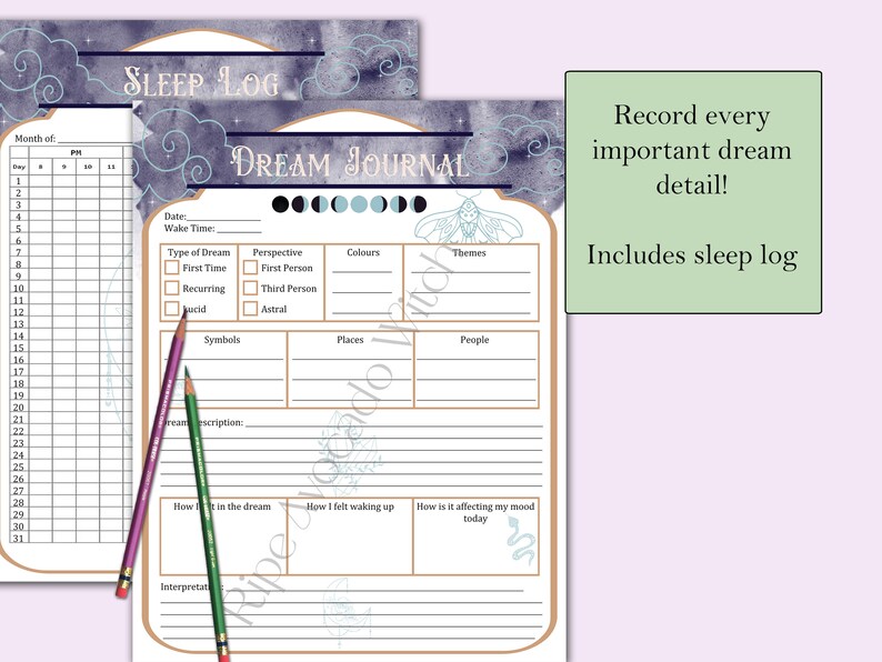Dream Journal & Sleep Tracker 4 Printable Pages image 2