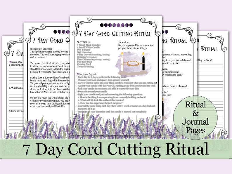 7 Day Cord Cutting Ritual & Journal Pages Candle Spell for Letting Go