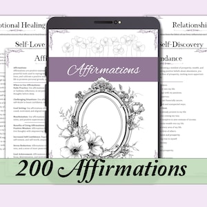 200 Affirmations Bundle | Basics + Digital Affirmations for Manifestation, Self Love, Health, Money, Gratitude, & More - Printable PDF Pages