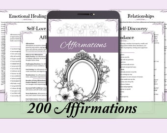 200 Affirmationen Bündel | Basics + Digitale Affirmationen für Manifestation, Selbstliebe, Gesundheit, Geld, Dankbarkeit & mehr - druckbare PDF Seiten