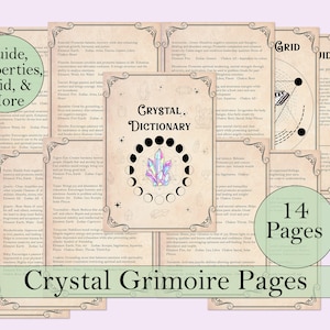 Crystal Book of Shadows Pages | Crystal Guide & Dictionary | Grimoire Insert - Printable - Vintage Edition