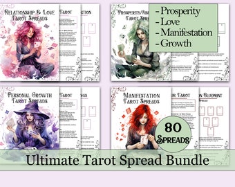 Ultimate Tarot Spread Bundle Vol. 2 + Journal & Guide | 80 Spreads For Prosperity, Love, Manifestation, and Growth - Printable Pages