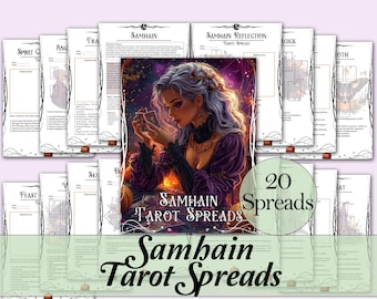 Diário e Guia de Tiragens de Tarô de Samhain | 20 Tiragens de Tarô para Abraçar a Energia do Sabá - Páginas para Imprimir