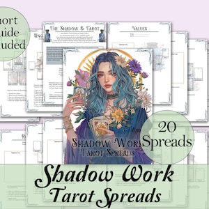 Shadow Work Tarot Spread Journal + Guide | 20 Tarot Spreads for Self Reflection - Printable Pages