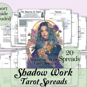 Shadow Work Tarot Spread Journal + Guide | 20 Tarot Spreads for Self Reflection - Printable Pages