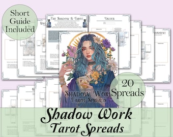 Shadow Work Tarot Spread Journal + Guide | 20 Tarot Spreads for Self Reflection - Printable Pages