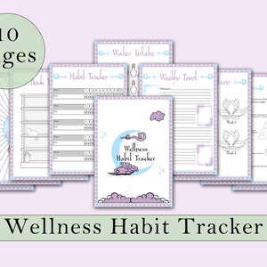 Habit and Wellness Trackers - Printable Pages | Trackers For Habits, Mood, Water Intake and more.