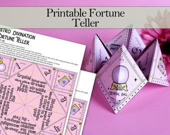 Printable Fortune Teller/Cootie Catcher - Pastel Witch | Nostalgic Divination Method with Instructions - Printable