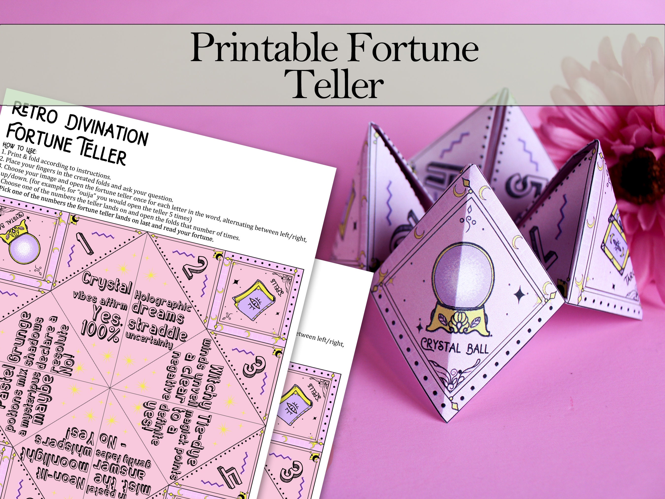 Printable Fortune Teller/cootie Catcher - Pastel Witch | Nostalgic