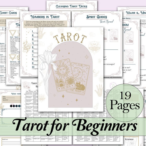 Tarot For Beginners Guide & Cheat Sheet | Cleansing, Reading, Sample Questions, Spreads, and More! - Printable Pages