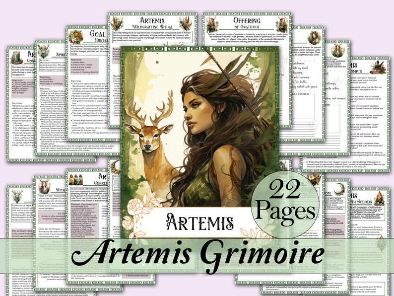Artemis Book of Shadows Bundle | Rituals, Tarot Spreads, Wildcrafting, and More! - Printable Pages