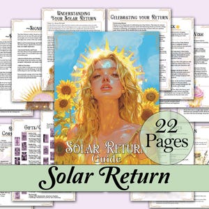 Guía de magia de cumpleaños / retorno solar, hechizo de deseos de cumpleaños, magia solar, tarot, piedras natales, oración, indicaciones para diario y más: páginas imprimibles