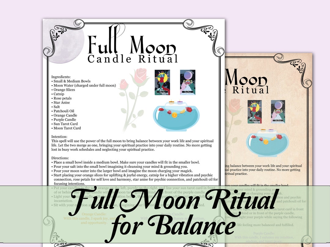 Full Moon Candle Ritual for Balance | Printable Spell Pages - Etsy