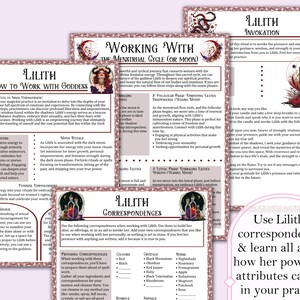 Lilith Book of Shadows Bundle | Spells, Rituals, Tarot Spreads, Correspondences, Self Empowerment, Magick Oil, and more! - Printable Pages image 4