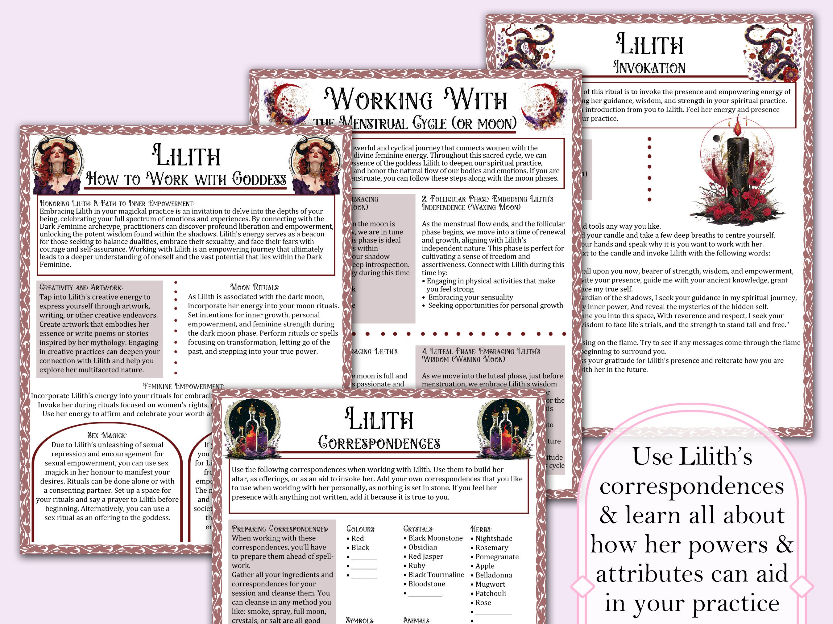 Lilith Bundle Lilith Book of Shadows Bundle | Spells, Rituals, Tarot Spreads ...