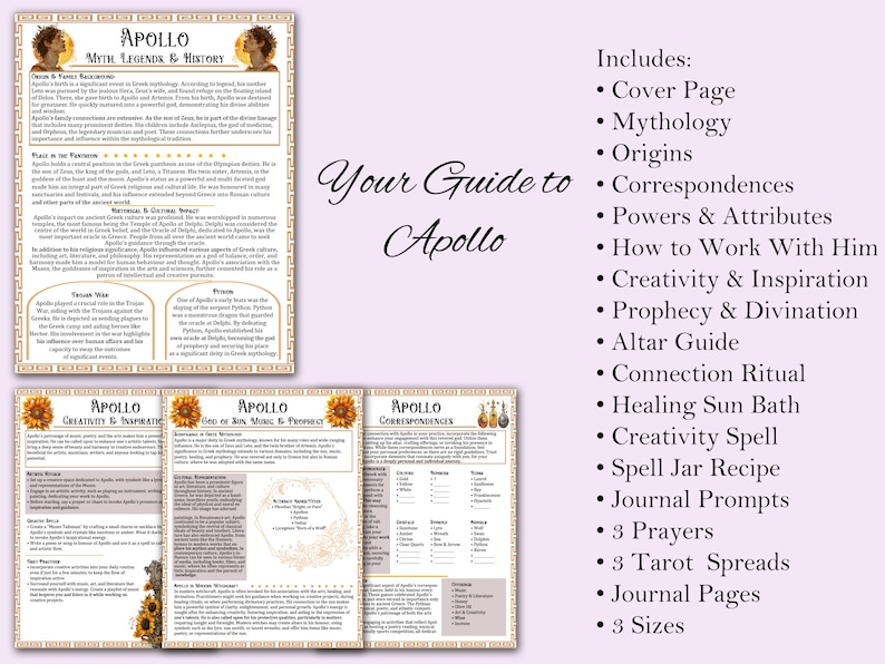 Apollo Book of Shadows Bundle | Rituals, Tarot Spreads, History, Spells ...