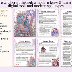 Includes pages on
incorporating 
magick into your
digital life

• Modern tools
• Digital grimoires
• Emoji spells
• Virtual vision boards
• Digital sigils

Plus a deep dive on:
• Spell jars
• Sigils
• Charm bags
• Magick oils
• & different types of
spellwork