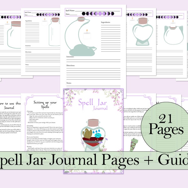 Blank Spell Jar Recipe Pages and Guide | 20 Printable Pages