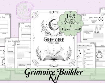 Kit per la creazione di grimori / Pacchetto di modelli per il Libro delle Ombre, barattoli degli incantesimi, corrispondenze, fasi lunari, ruota dell'anno e altro ancora / Collegamento ipertestuale
