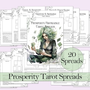 Diario + guida per la stesura dei tarocchi dell'abbondanza e della prosperità / 20 stesure dei tarocchi per denaro e manifestazione dell'abbondanza - Pagine stampabili