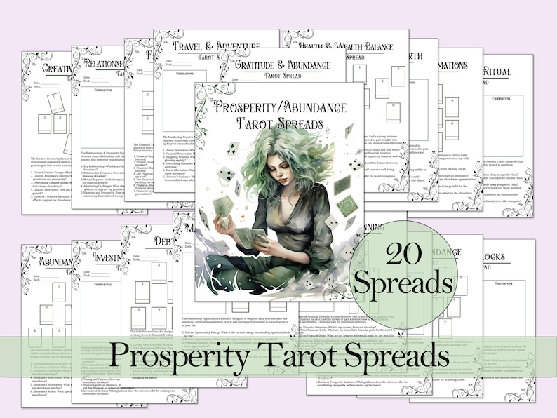 Abundance & Prosperity Tarot Spread Journal Guide 20 Tarot Spreads for