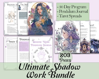 Ultimate Shadow Work Bundle | 203 Pages - 30 Day Program, Tarot Spreads, & Pendulum Journal - Printable Pages