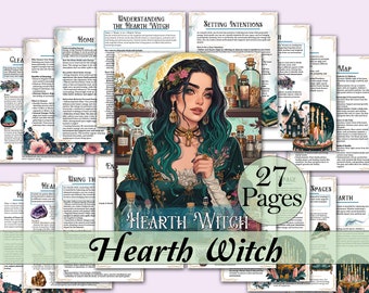 Hearth Witch Bundle | Guide to Household Witchcraft, Spells, Rituals, Fung Shui, Tarot Spreads, Journal Prompts, and More! - Printable Pages