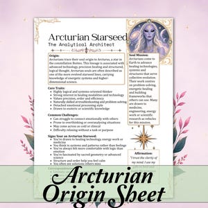 Arcturian Starseed Origins Cheat Sheet | Correspondences, Origins, Soul Mission, Core Traits, Affirmation - Printable Pages