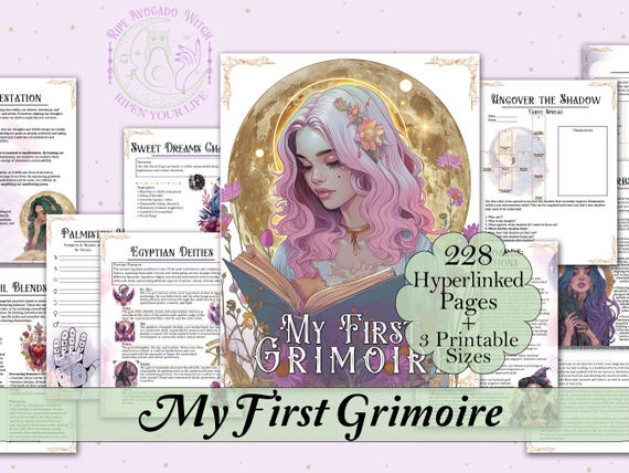 My First Grimoire | Complete Digital Book of Shadows, Divination, Spellwork, Beginner Friendly - Printable Pages & Hyperlinked