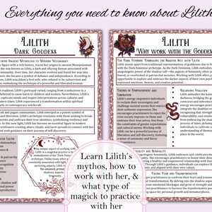 Lilith Book of Shadows Bundle | Spells, Rituals, Tarot Spreads, Correspondences, Self Empowerment, Magick Oil, and more! - Printable Pages image 3