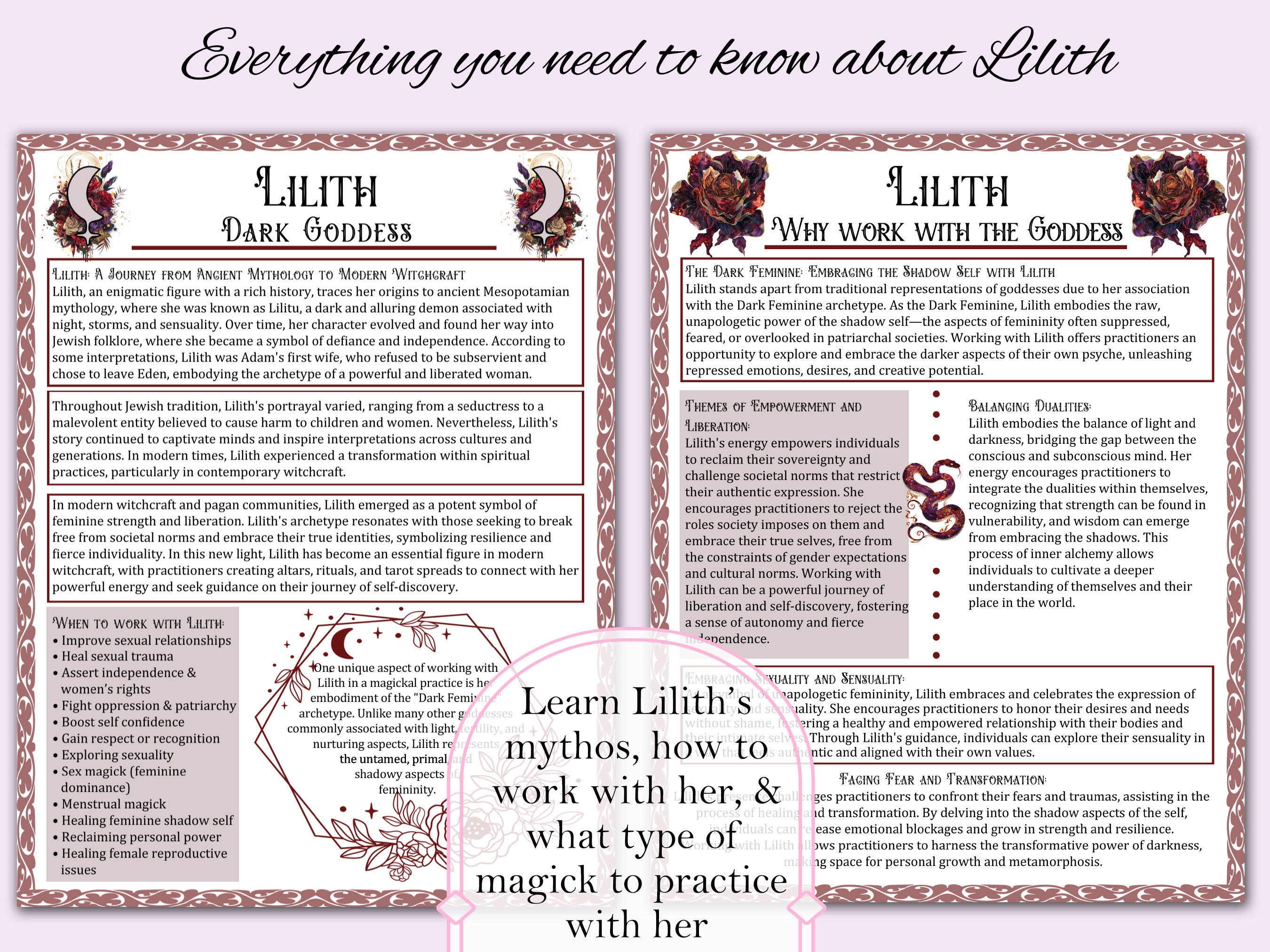 Lilith Bundle Lilith Book of Shadows Bundle | Spells, Rituals, Tarot Spreads ...