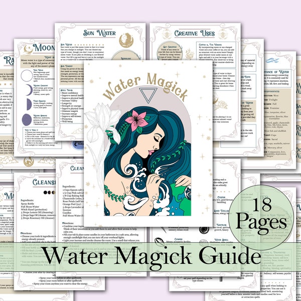 Water Magick Guide | Moon Water, Correspondences, Cleansing, Divination, and More! - Printable Pages