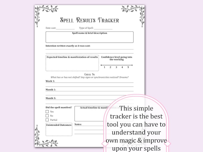 Spell Results Tracker | Track Ritual Manifestation, Confidence Over ...
