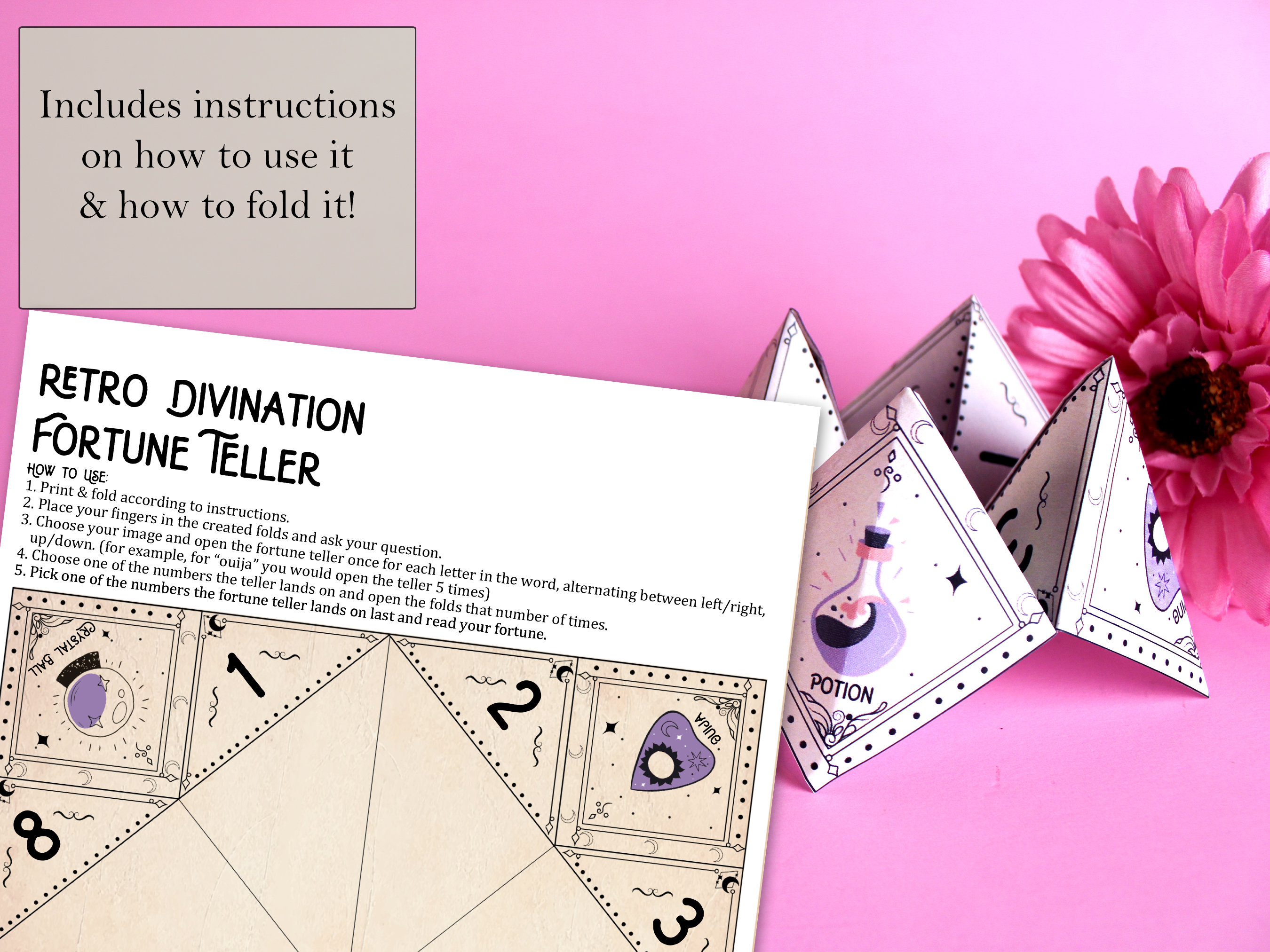 Printable Fortune Teller/cootie Catcher - Vintage Witch | Nostalgic ...