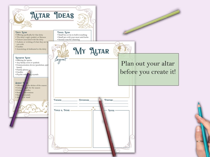 Altars Guide &amp; Worksheet Printable Pages - Etsy