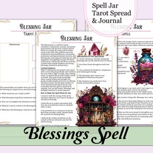 Blessings Jar Spell Kit | Spell Jar Recipe, Guide, Affirmations, Journal Prompts, Tarot Spread - Printable Pages