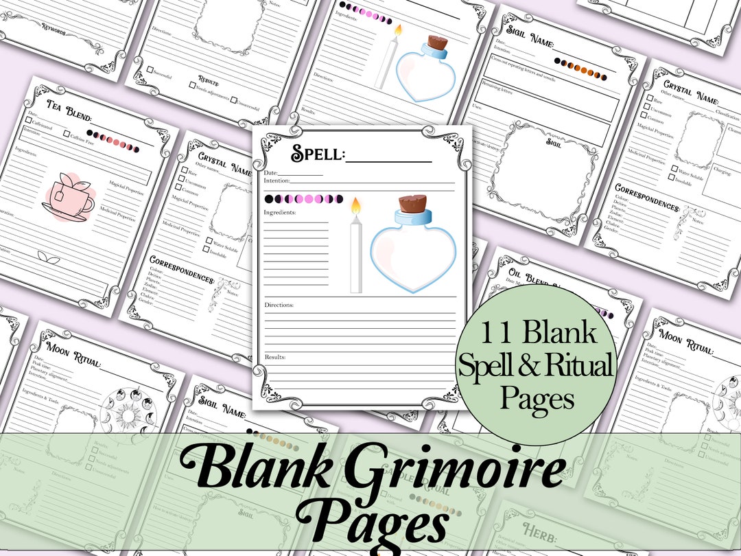 Blank Grimoire Page Bundle | Spells, Herbs, Crystals, and More ...